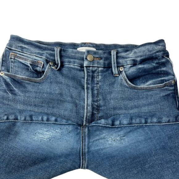 Good American Women's Good Leg Cigarette Distressed Knees Blue jean Size 30X26 - Picture 7 of 13